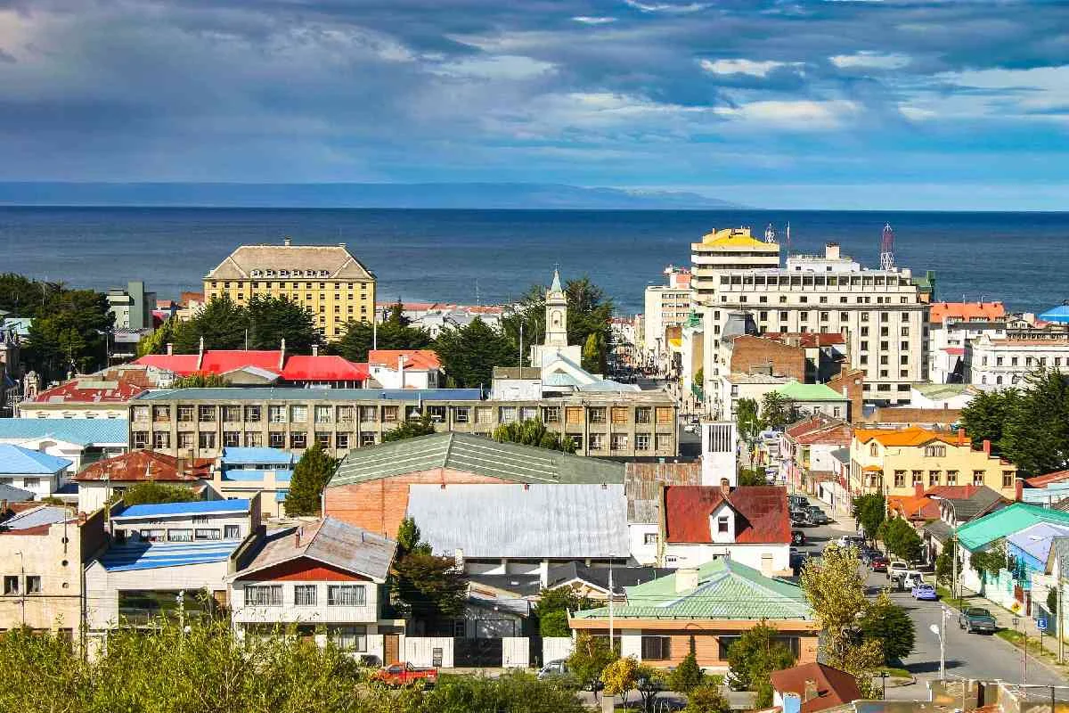 Panoramic view of central Punta Arenas and the Strait of Magellan
